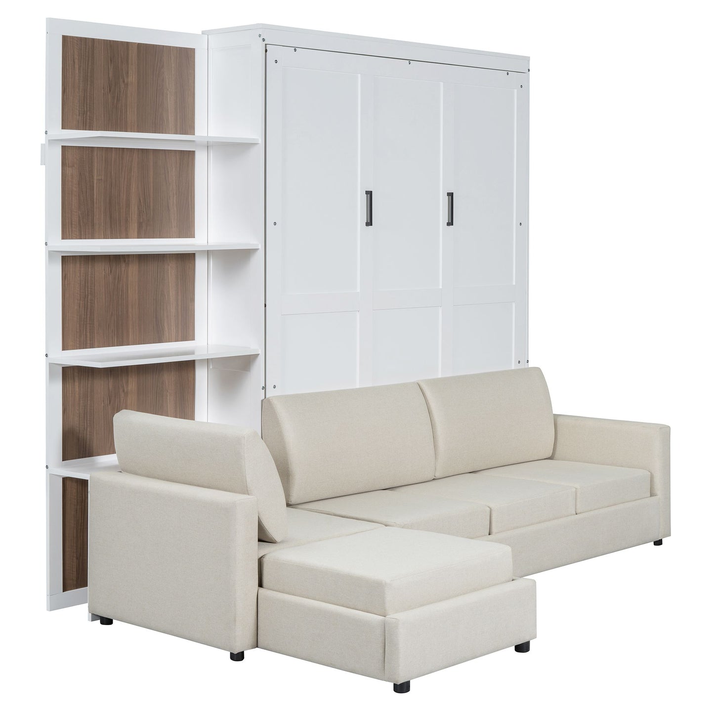 Queen Size Murphy Bed | with Sofa and Shelves