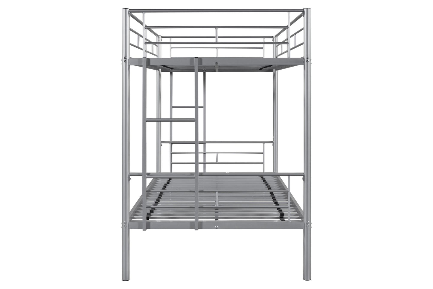 Twin Over Twin House Bunk Bed | Metal Bed Frame with Built-in Ladder