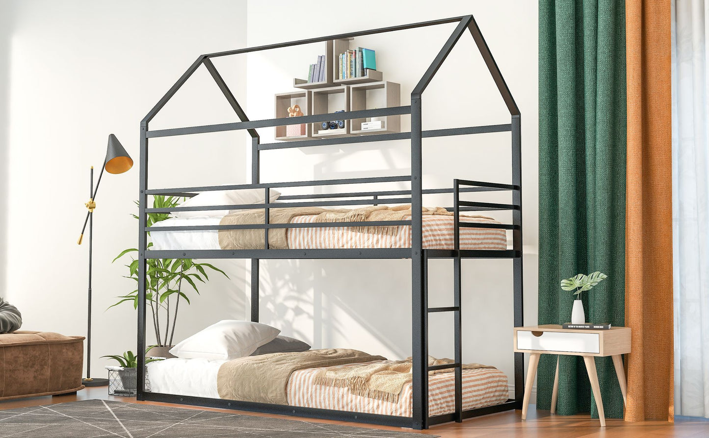 Twin Over Twin House Bunk Bed | Twin Bunk Beds for Kids