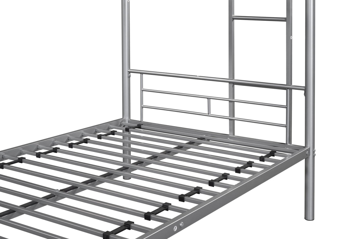 Twin Over Twin House Bunk Bed | Metal Bed Frame with Built-in Ladder