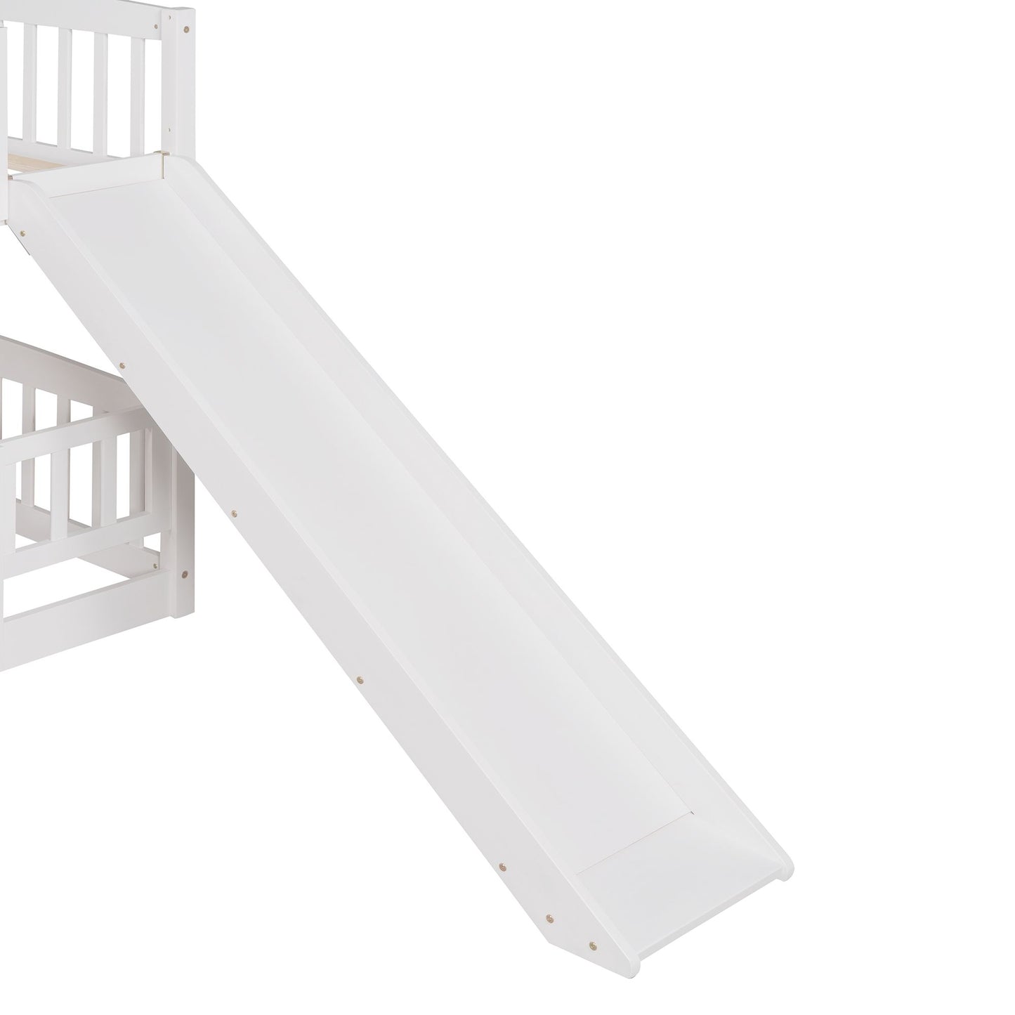 Full Over Full Low Bunk Bed with Fence and Ladder | Twin Bunk Beds for Kids