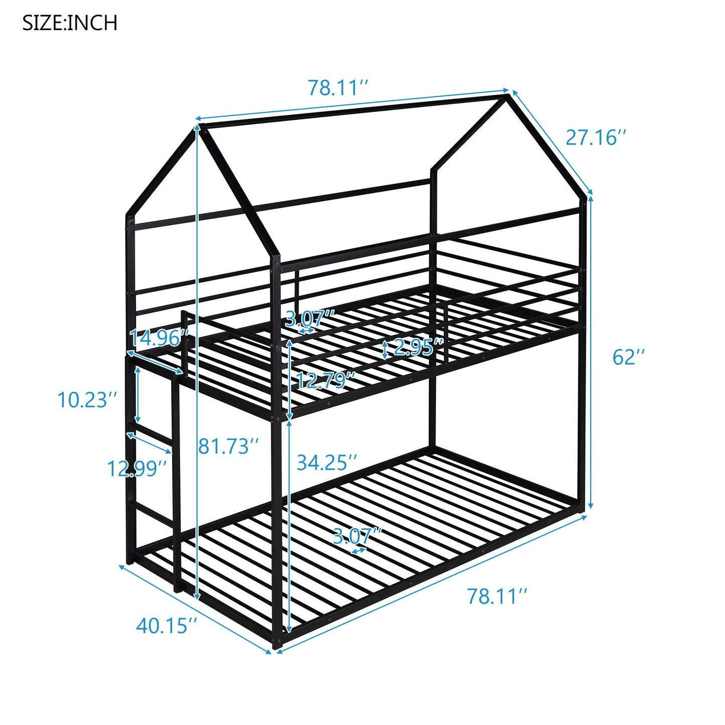 Twin Over Twin House Bunk Bed | Twin Bunk Beds for Kids