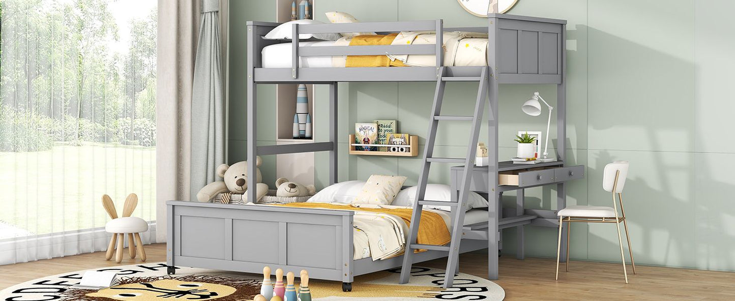 Twin Over Full Bunk Bed with Desk | Twin Bunk Beds for Kids