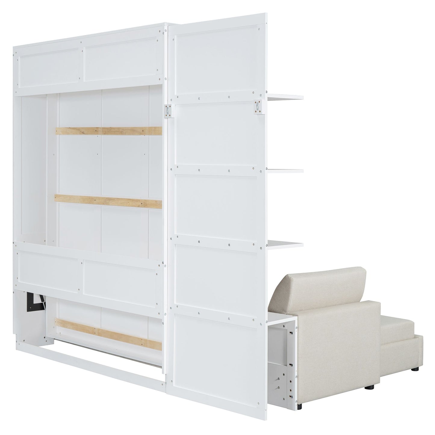 Queen Size Murphy Bed | with Sofa and Shelves