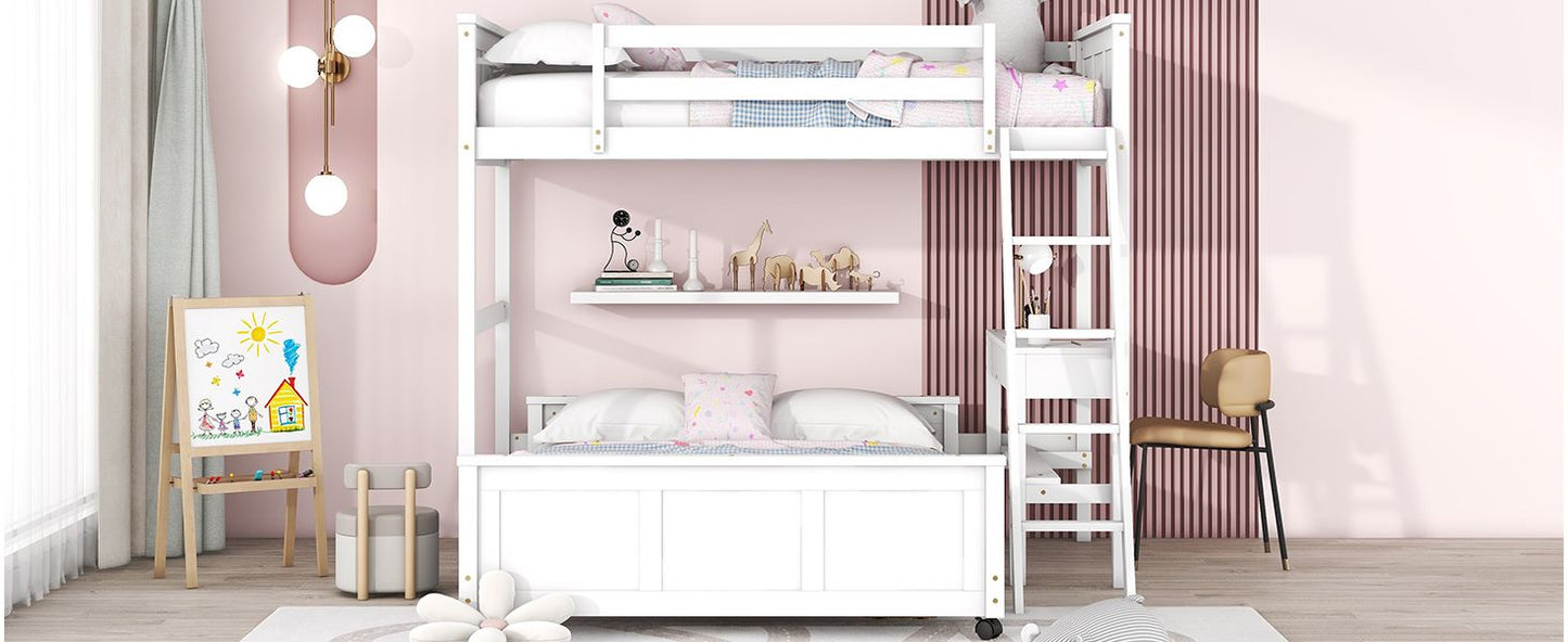 White Twin Over Full Bunk Bed | Twin Bunk Beds for Kids