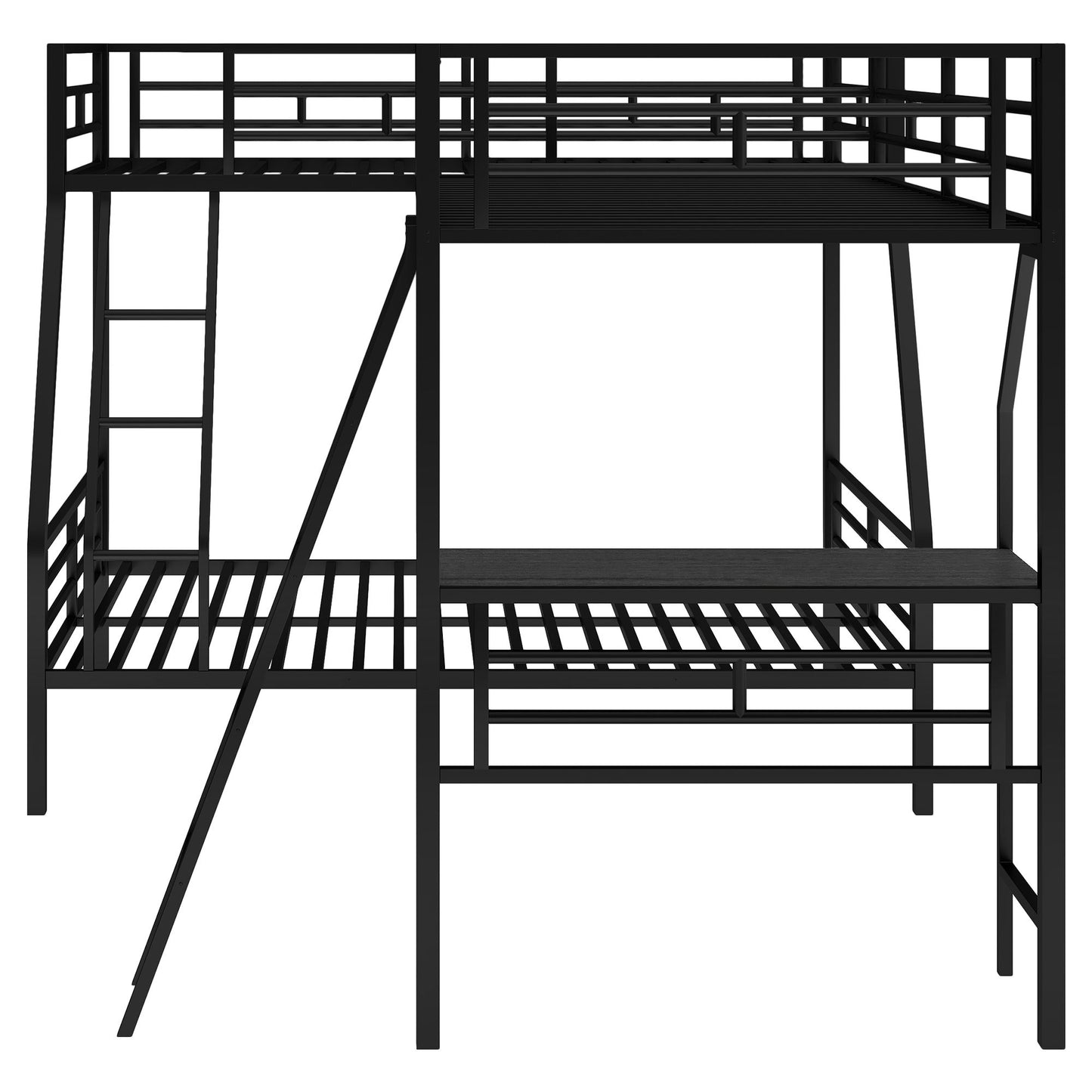 Twin over Full Bunk Bed with Attached Twin Loft Bed and Desk | Twin Bunk Beds for Kids