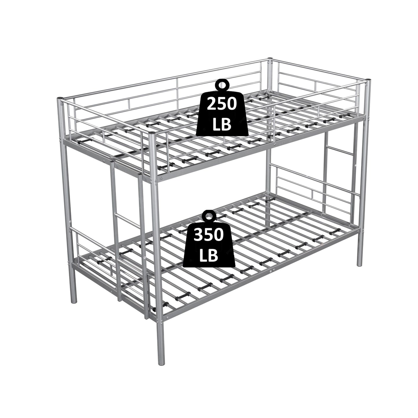 Twin Over Twin House Bunk Bed | Metal Bed Frame with Built-in Ladder