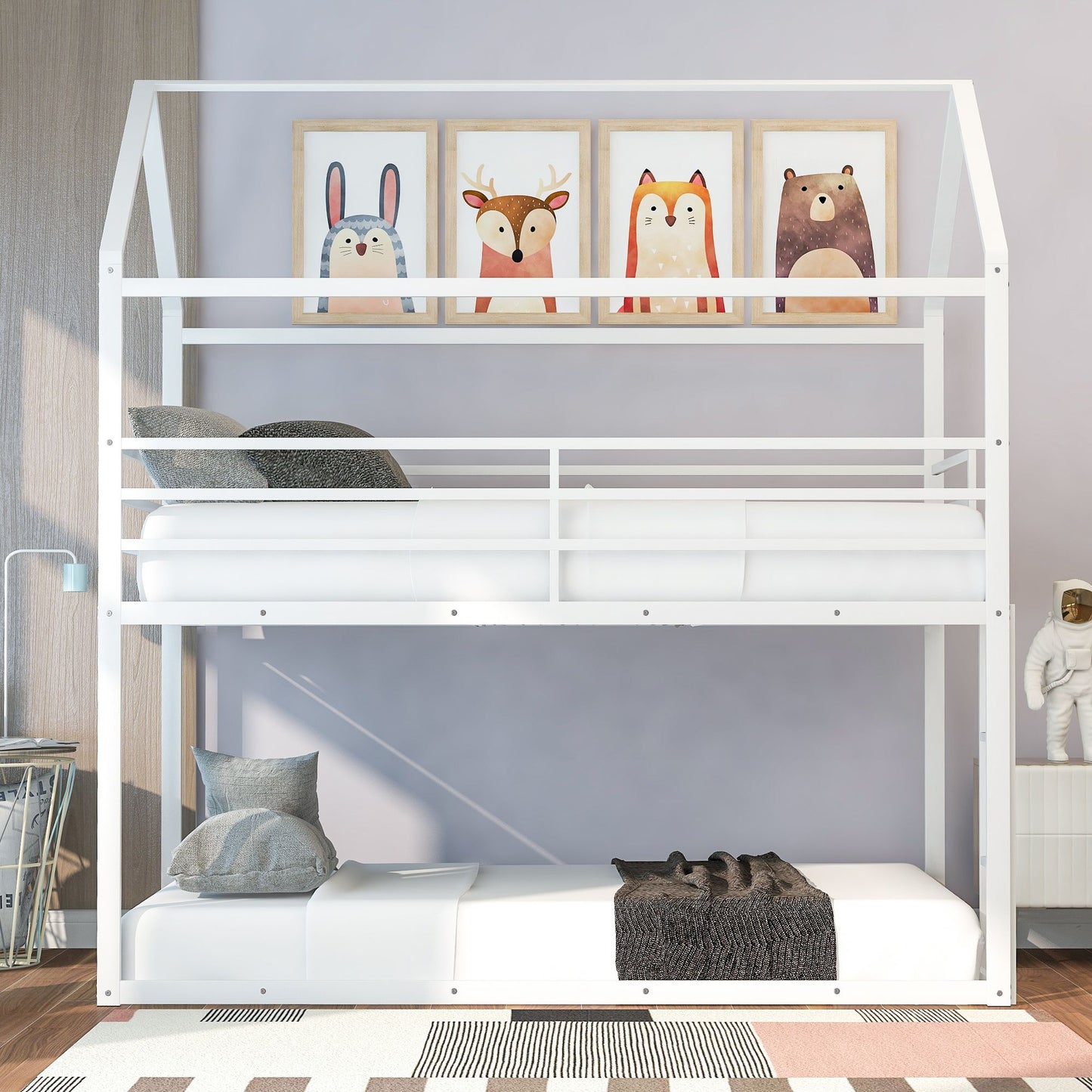 Twin Over Twin House Bunk Bed | Twin Bunk Beds for Kids