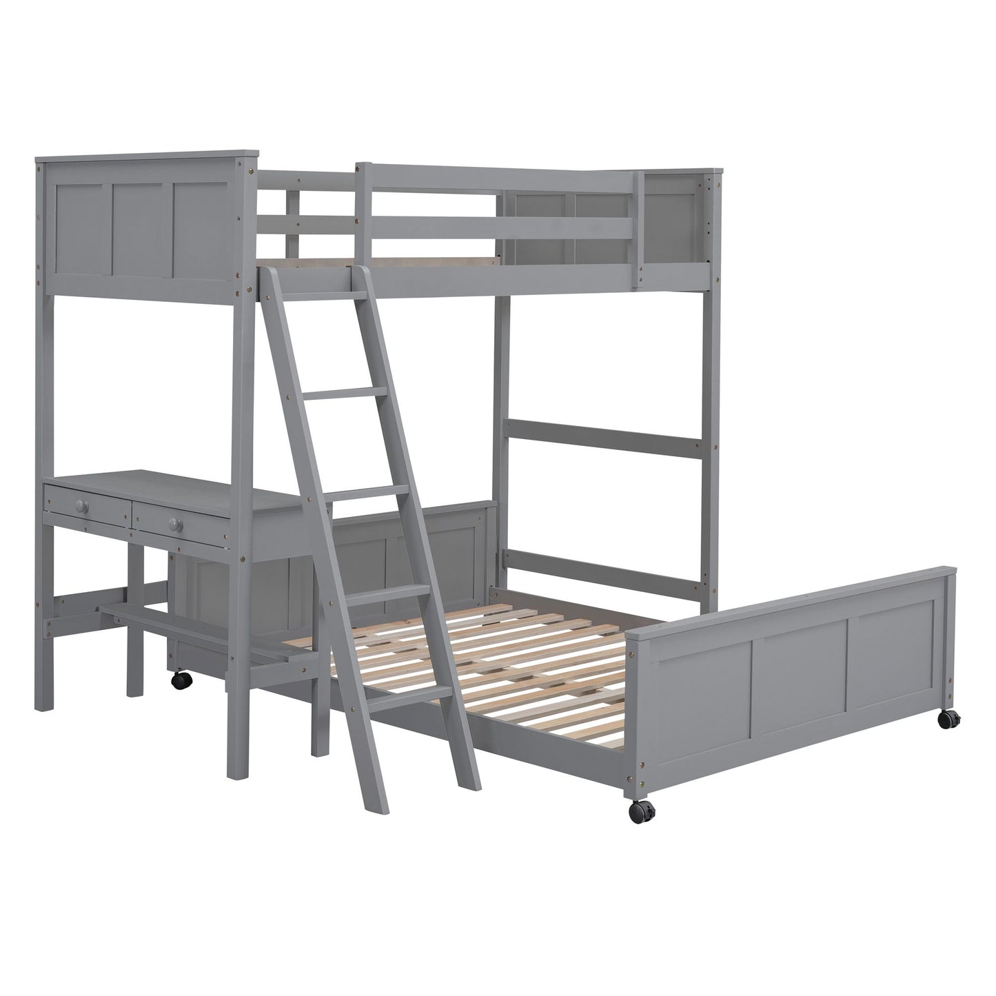 Gray Twin Over Full Bunk Bed | Twin Bunk Beds for Kids