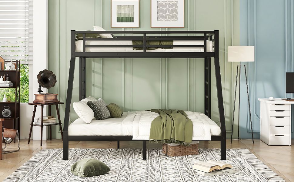 Bunk Bed for Teens and Adults | Twin Over Queen Bunk Bed Metal