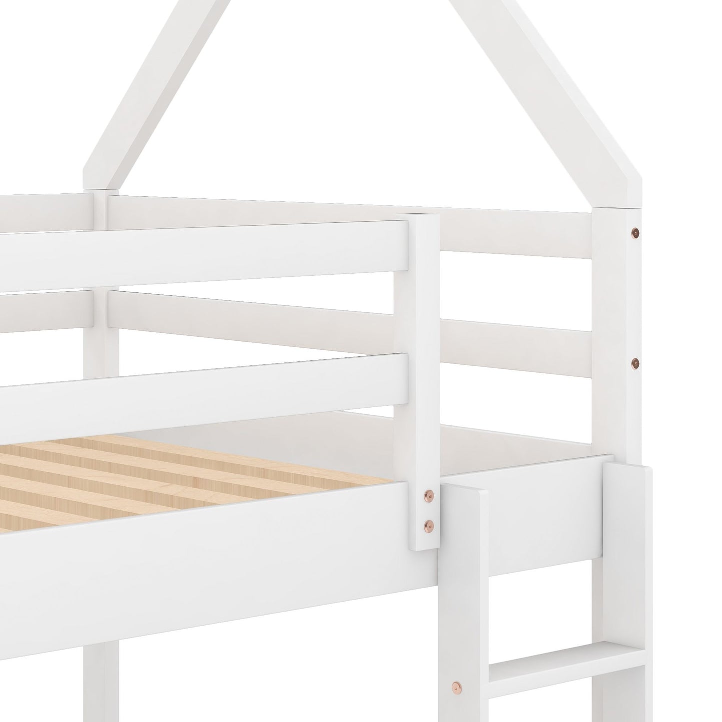 Twin Over Twin Low Bunk Bed with Ladder | Twin Bunk Beds for Kids