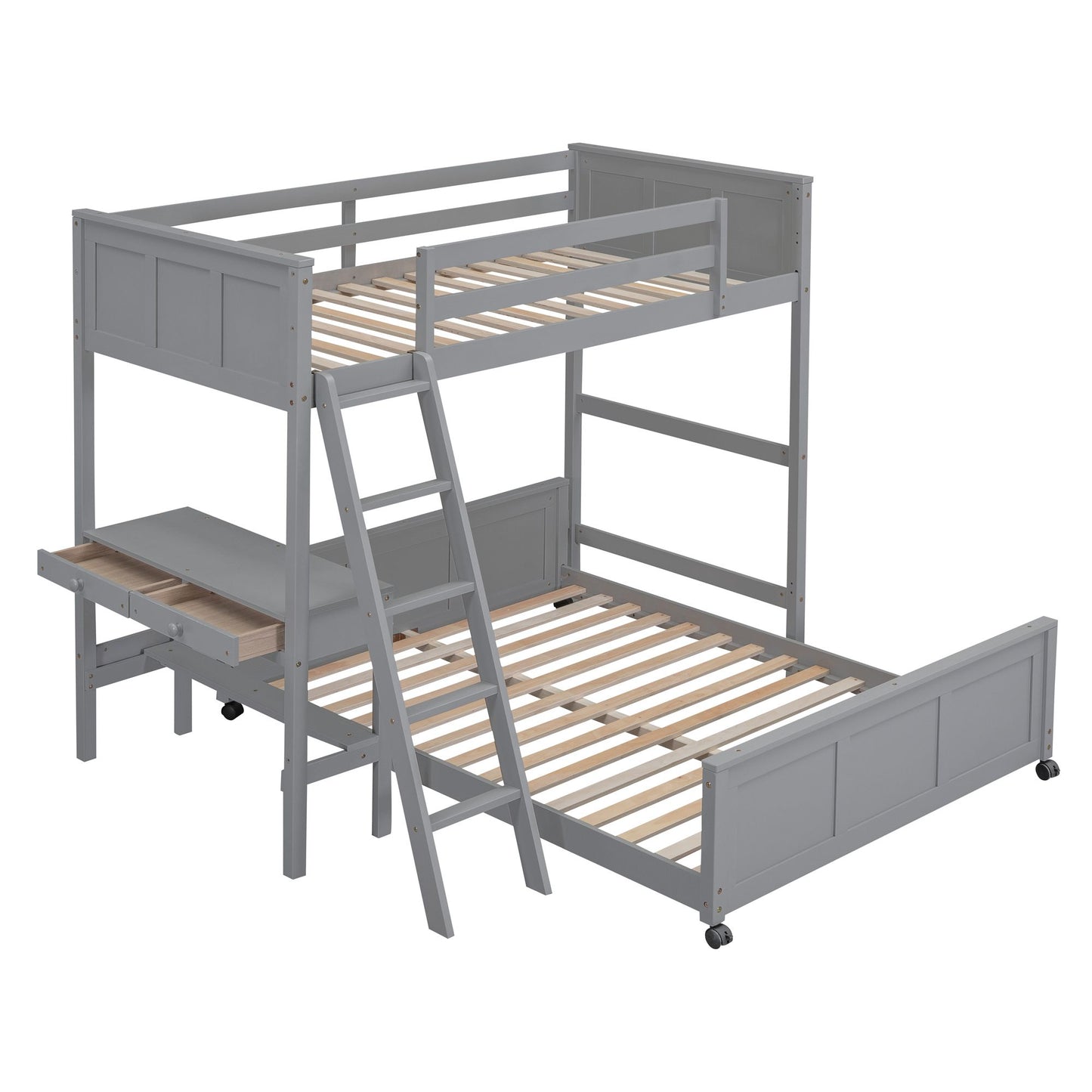 Gray Twin Over Full Bunk Bed | Twin Bunk Beds for Kids