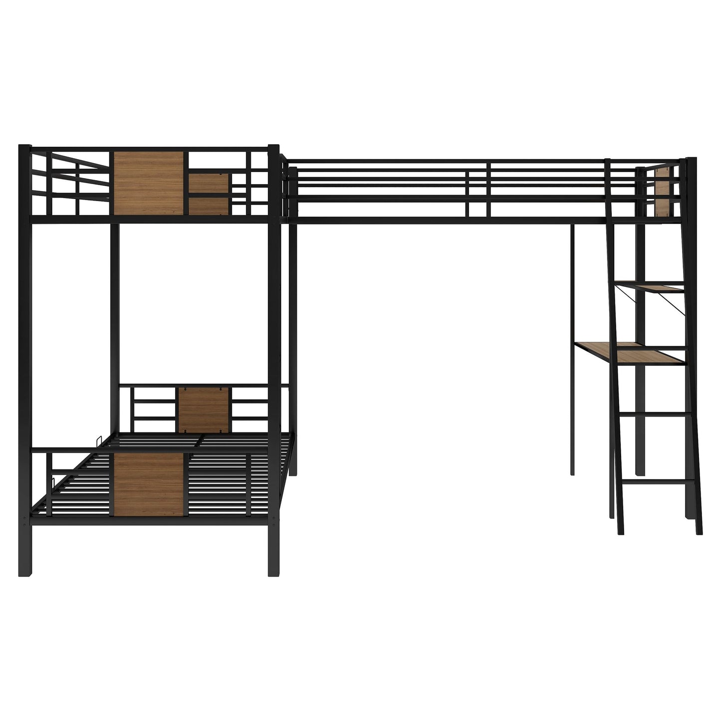 L Shape Bunk Bed Twin over Twin Bunk Bed with Desk and Shelf | Twin Bunk Beds for Kids