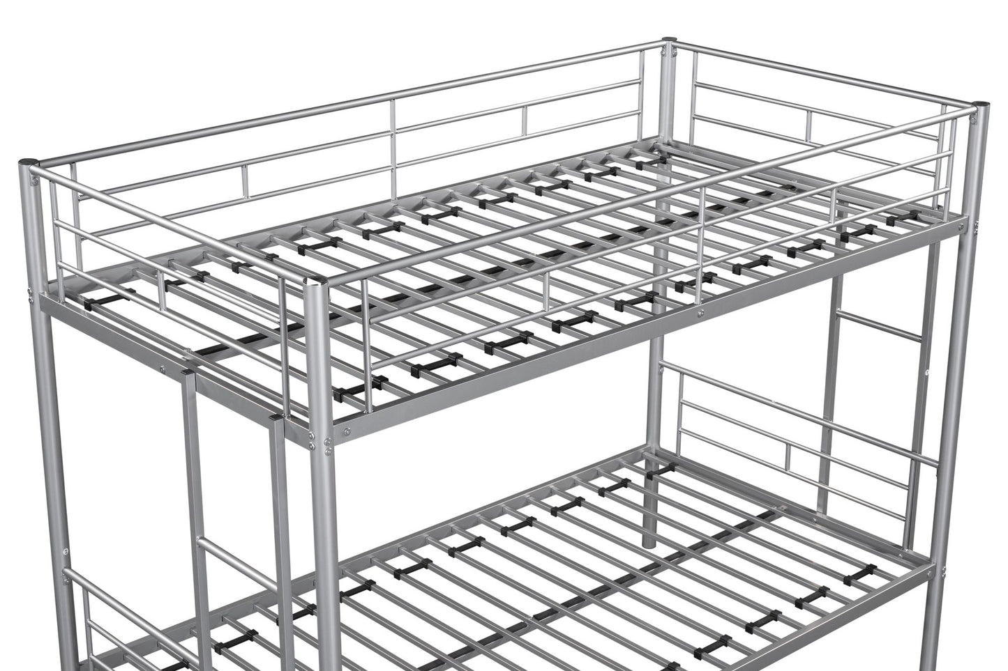 Twin Over Twin House Bunk Bed | Metal Bed Frame with Built-in Ladder