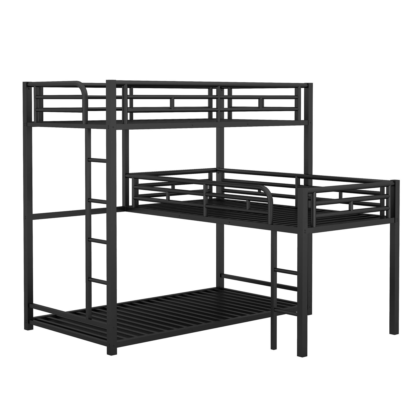 L-shaped Metal Triple Twin Size Bunk Bed | Twin Bunk Beds for Kids