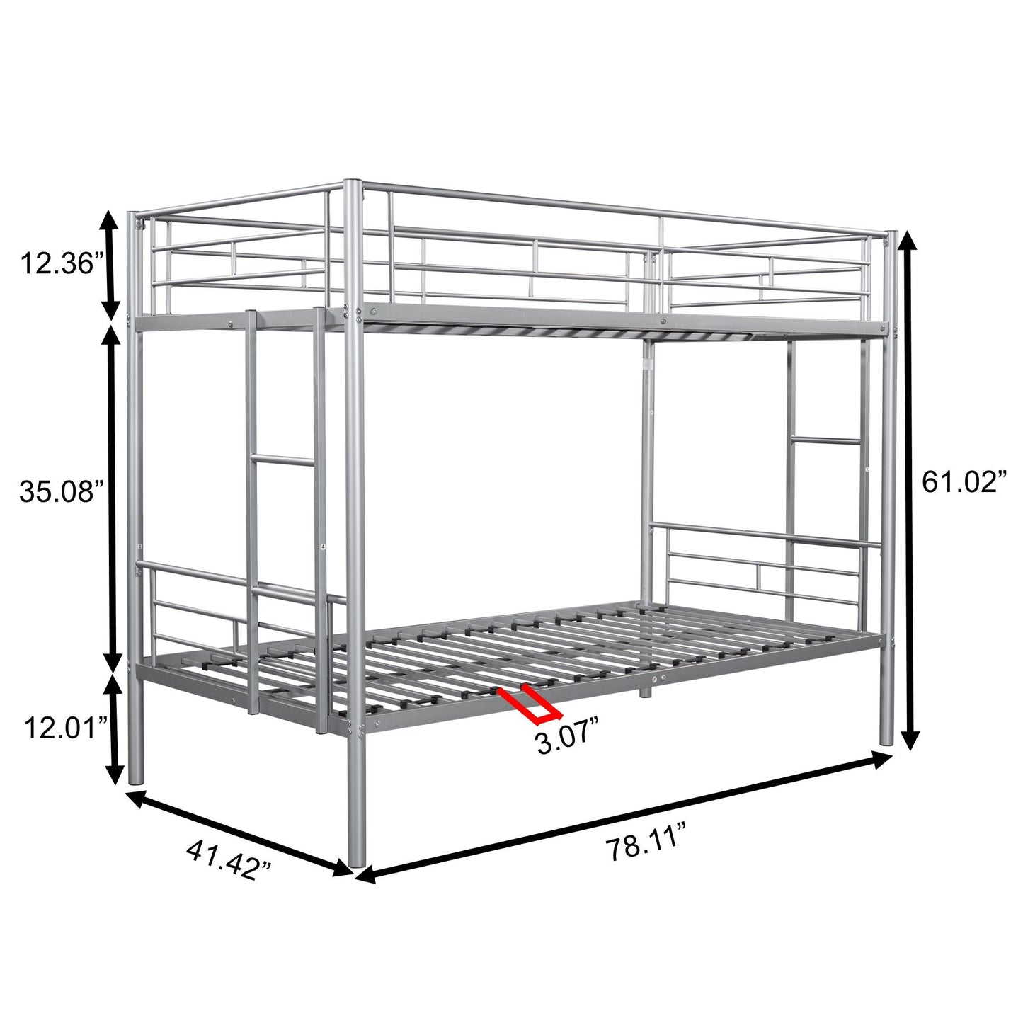 Twin Over Twin House Bunk Bed | Metal Bed Frame with Built-in Ladder