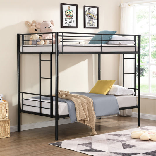 Bunk Bed Twin Over Twin Size with 2 Ladders and Full-Length Guardrail | Twin Bunk Beds for Kids