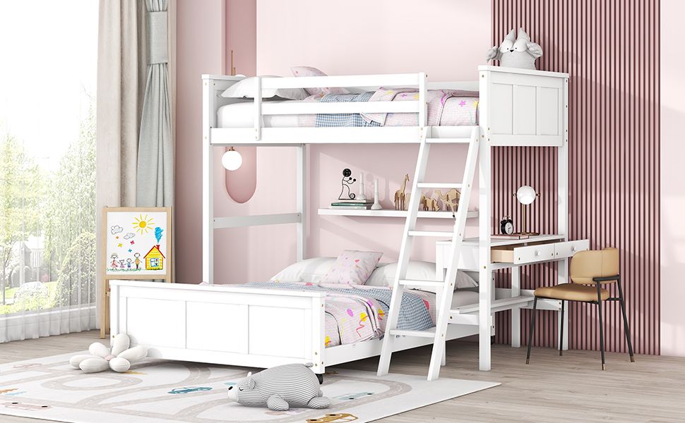 White Twin Over Full Bunk Bed | Twin Bunk Beds for Kids