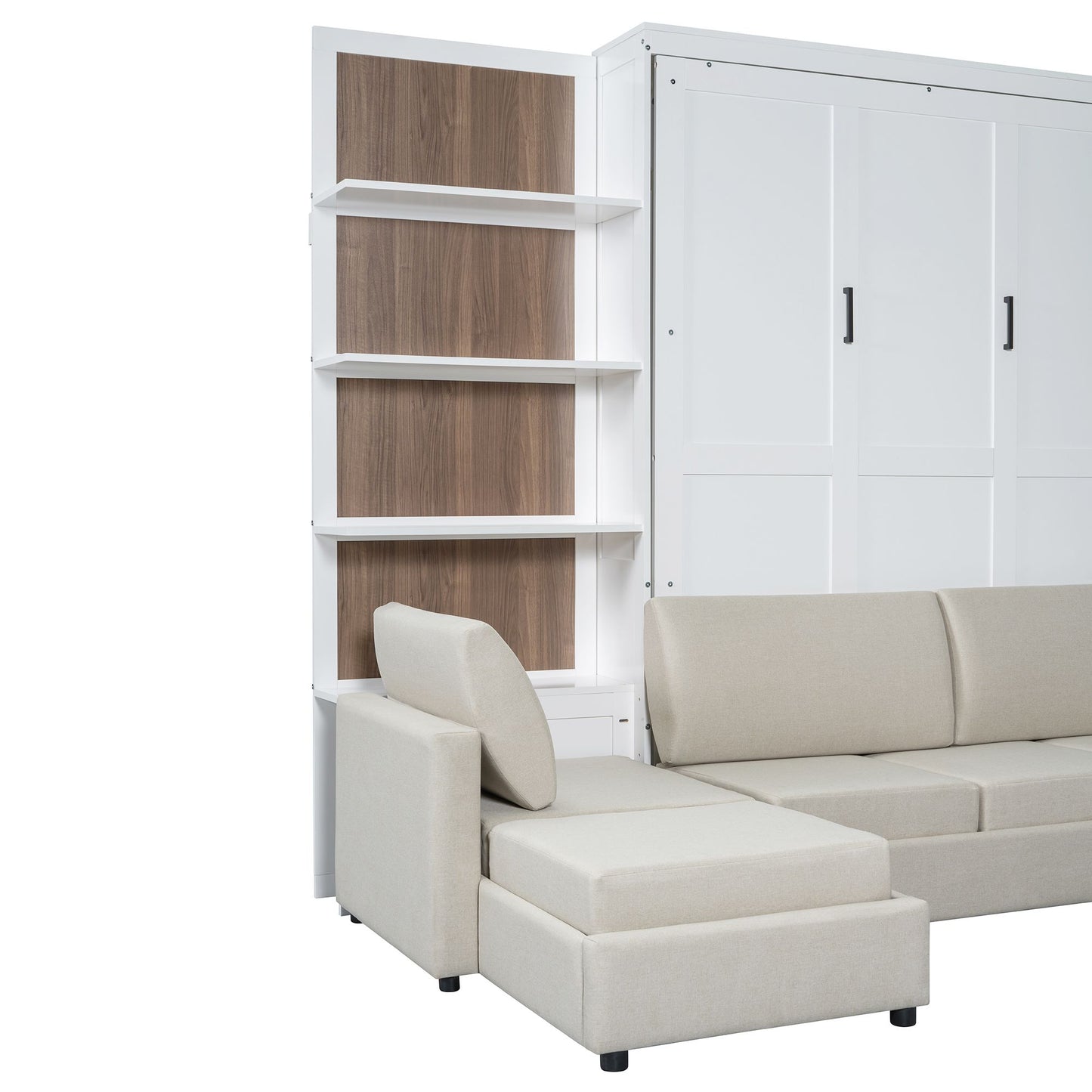 Queen Size Murphy Bed | with Sofa and Shelves