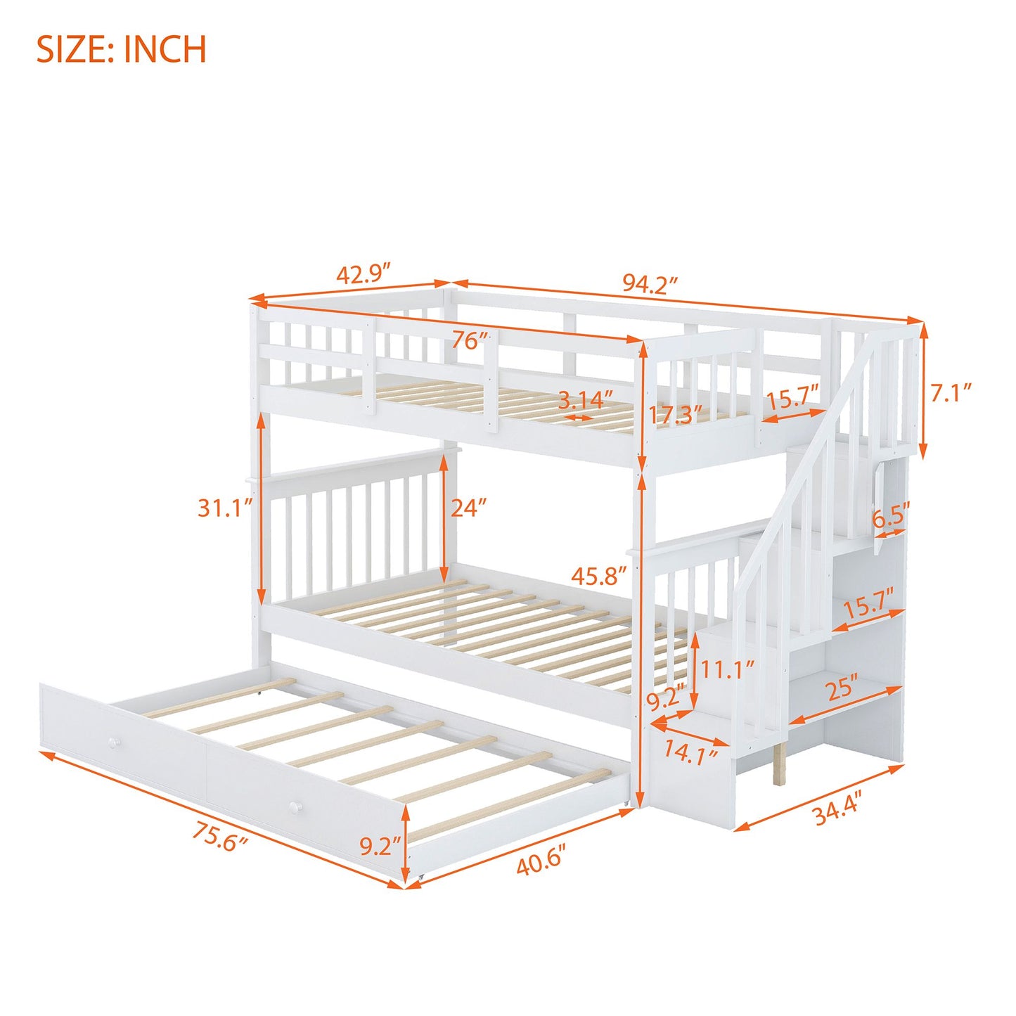 Stairway Twin-Over-Twin Bunk Bed | Twin Bunk Beds for Kids