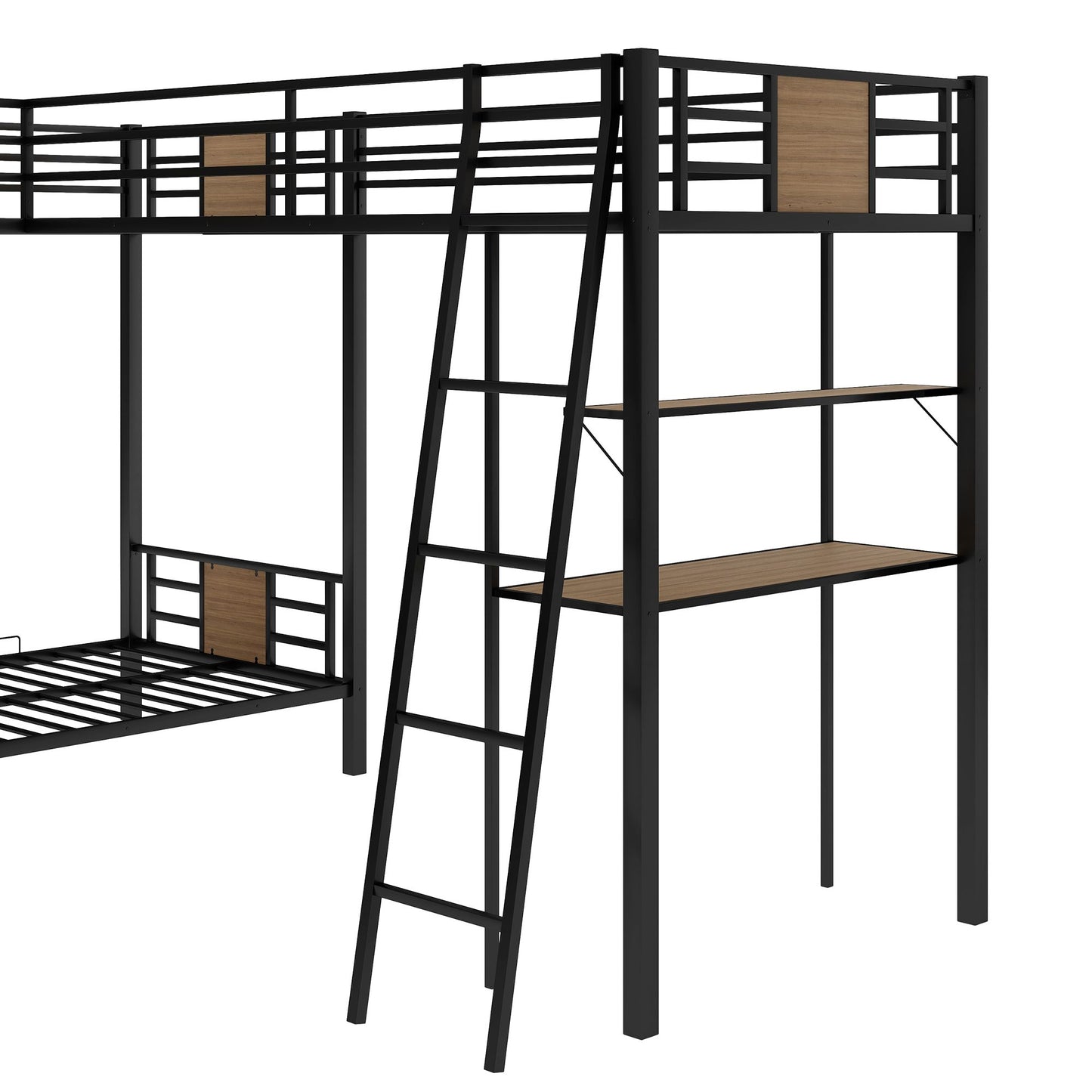 L Shape Bunk Bed Twin over Twin Bunk Bed with Desk and Shelf | Twin Bunk Beds for Kids