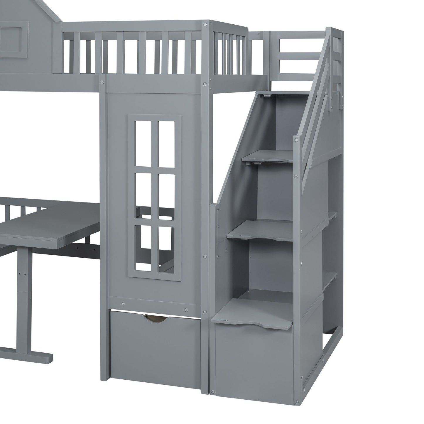 Twin-Over-Twin Bunk Bed with Changeable Table | Twin Bunk Beds for Kids