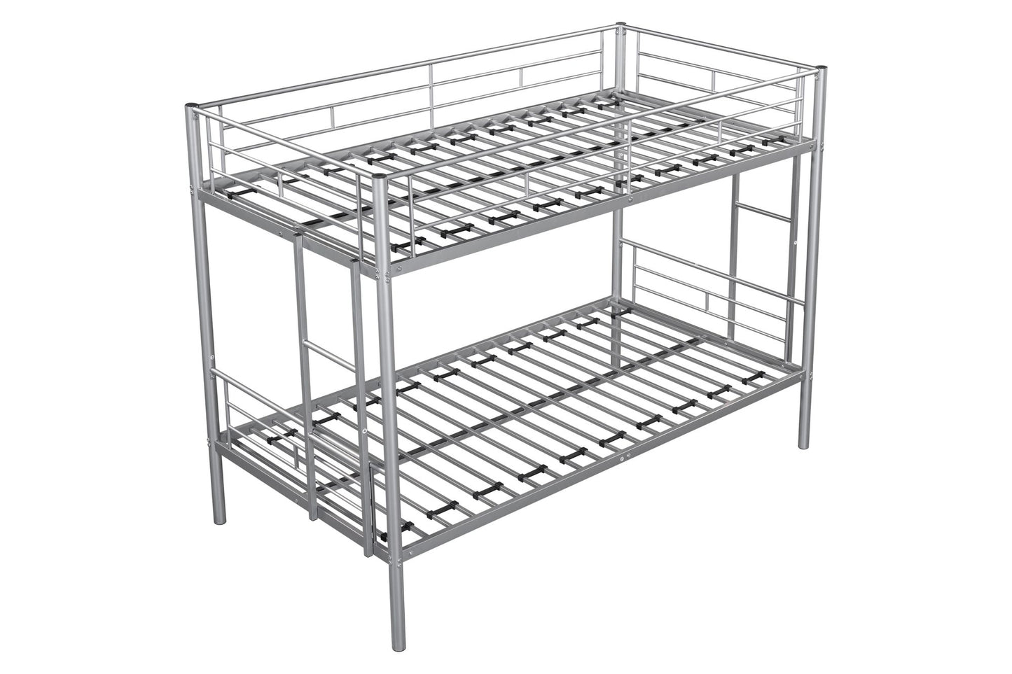 Twin Over Twin House Bunk Bed | Metal Bed Frame with Built-in Ladder