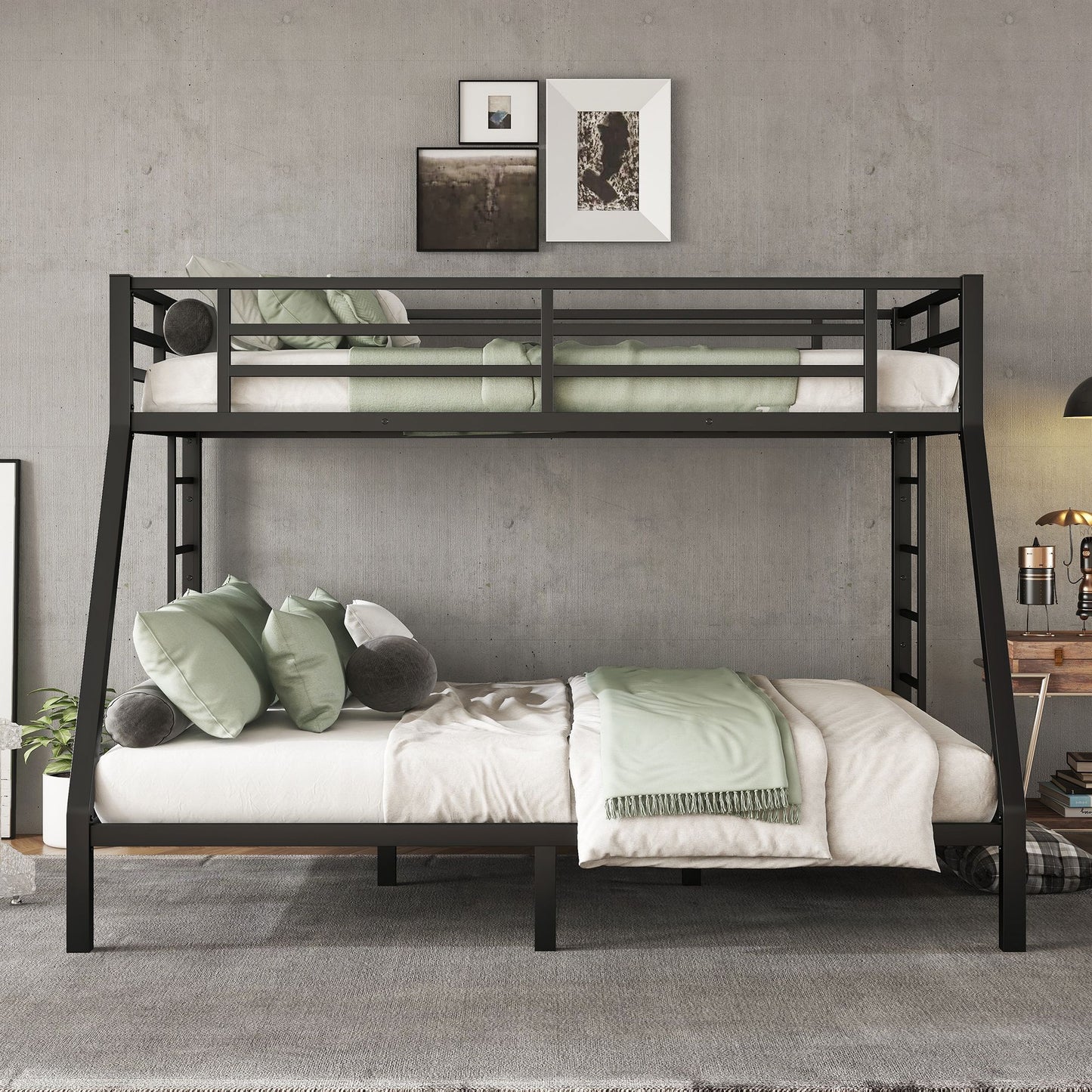 Bunk Bed for Teens and Adults | Twin Over Queen Bunk Bed Metal