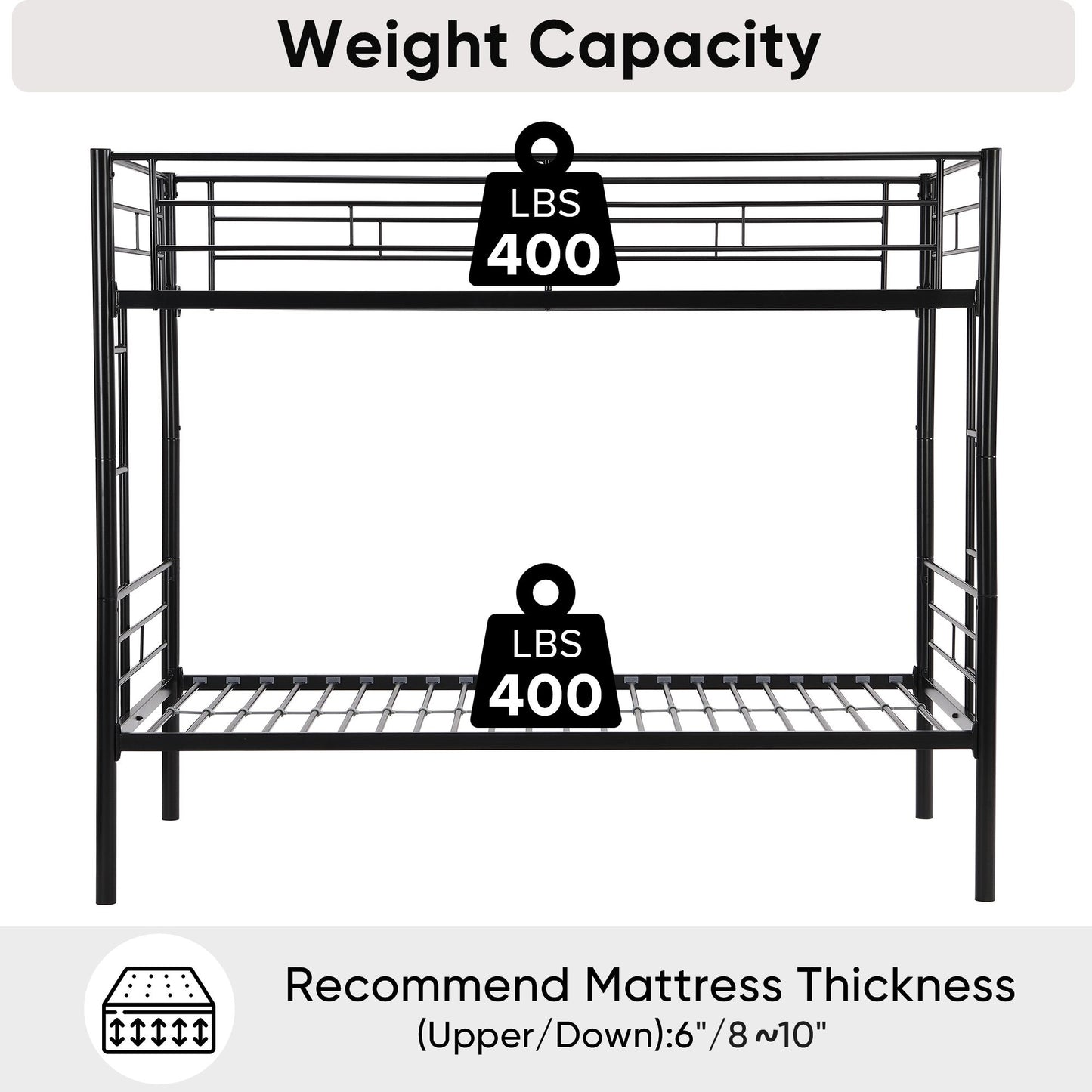 Bunk Bed Twin Over Twin Size with 2 Ladders and Full-Length Guardrail | Twin Bunk Beds for Kids