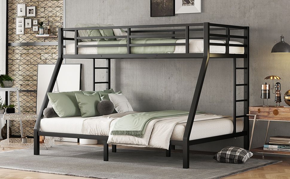 Bunk Bed for Teens and Adults | Twin Over Queen Bunk Bed Metal