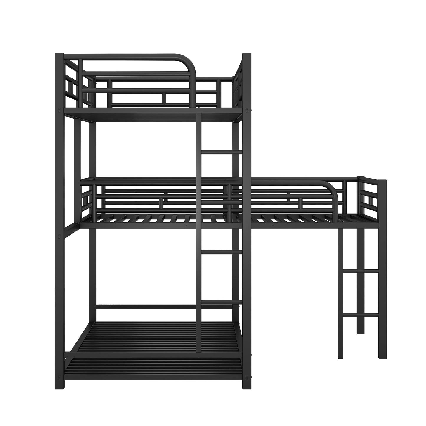 L-shaped Metal Triple Twin Size Bunk Bed | Twin Bunk Beds for Kids