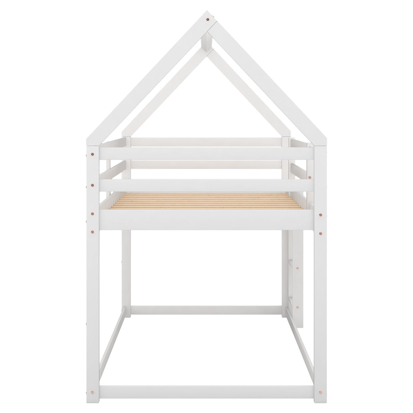 Twin Over Twin Low Bunk Bed with Ladder | Twin Bunk Beds for Kids