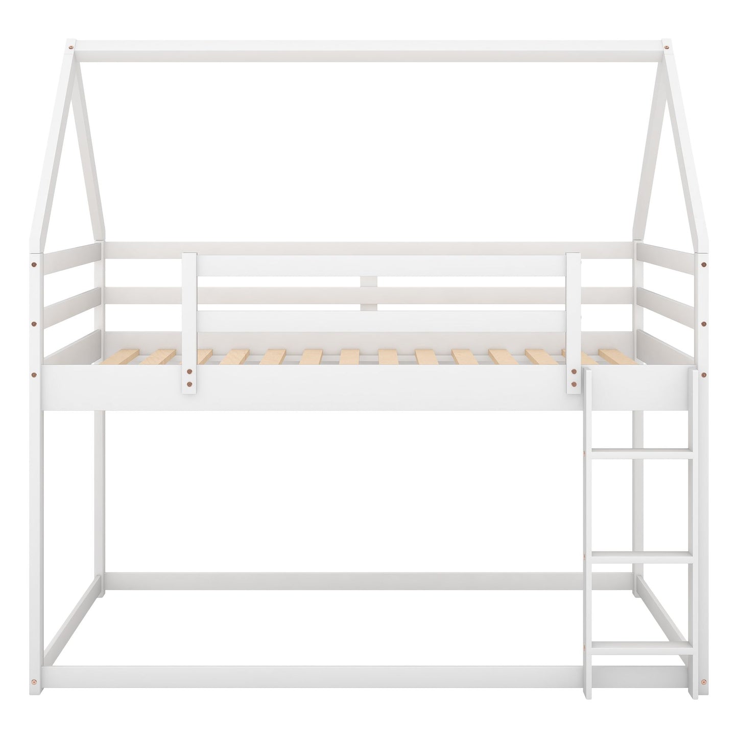 Twin Over Twin Low Bunk Bed with Ladder | Twin Bunk Beds for Kids