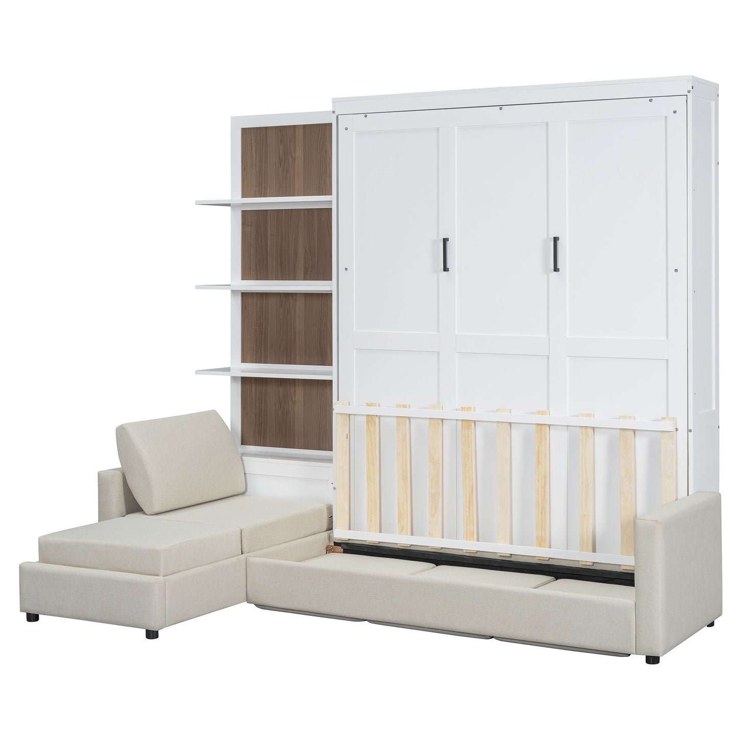 Queen Size Murphy Bed | with Sofa and Shelves