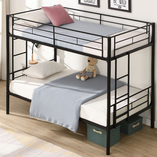 Bunk Bed Twin Over Twin Size with 2 Ladders and Full-Length Guardrail | Twin Bunk Beds for Kids