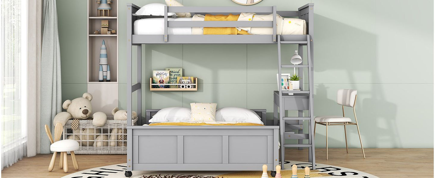 Gray Twin Over Full Bunk Bed | Twin Bunk Beds for Kids