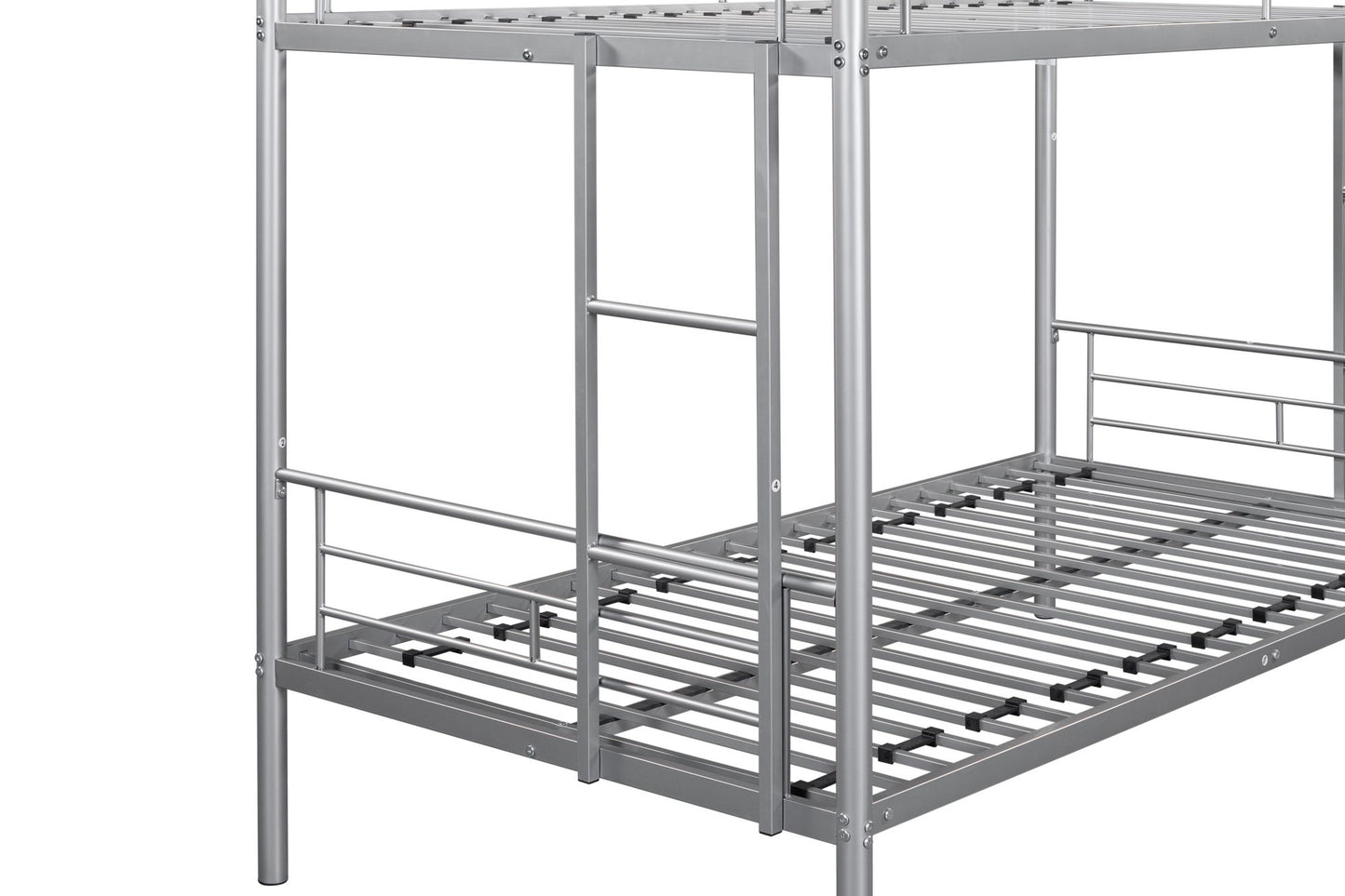 Twin Over Twin House Bunk Bed | Metal Bed Frame with Built-in Ladder