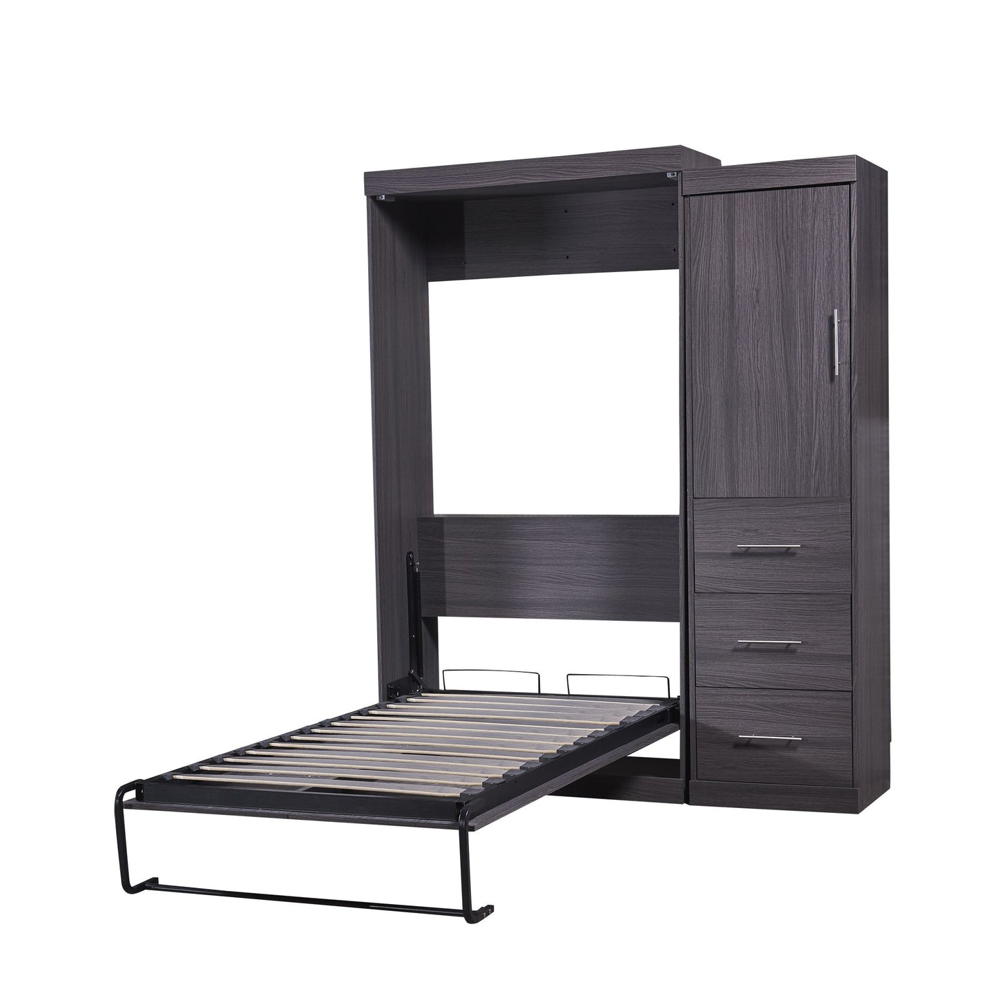 Twin Size Murphy Bed with Wardrobe and Drawers | Murphy Bed for Kids