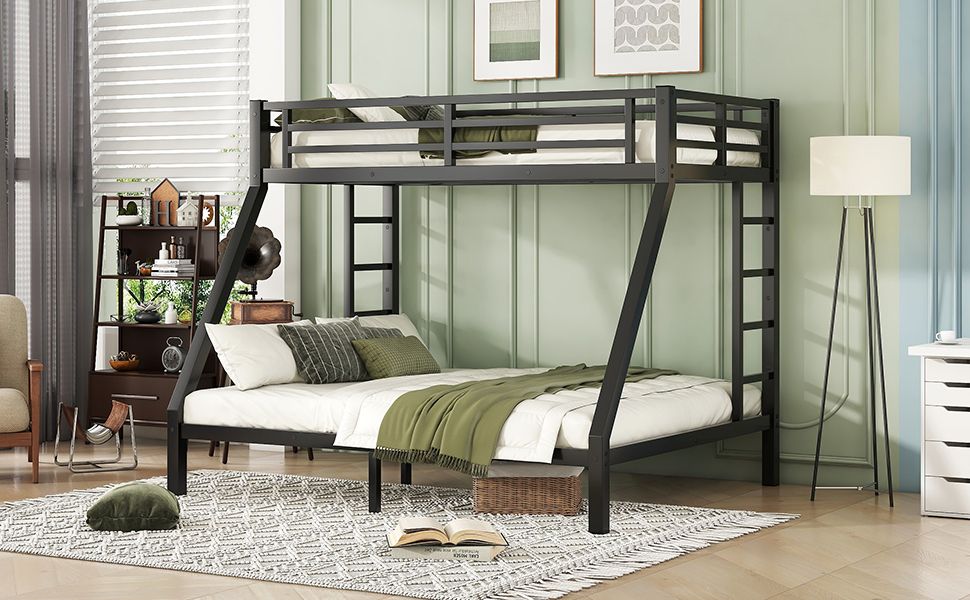 Bunk Bed for Teens and Adults | Twin Over Queen Bunk Bed Metal