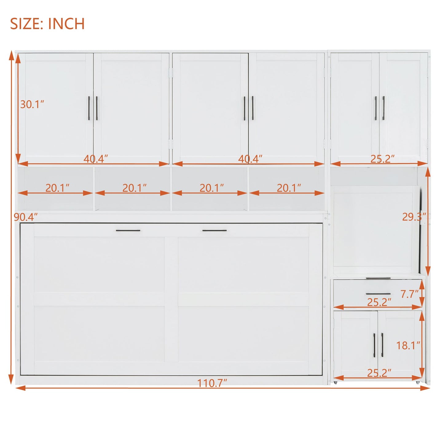 Twin Size Murphy Bed with Closet, Drawers & Desk | Murphy Bed for Kids