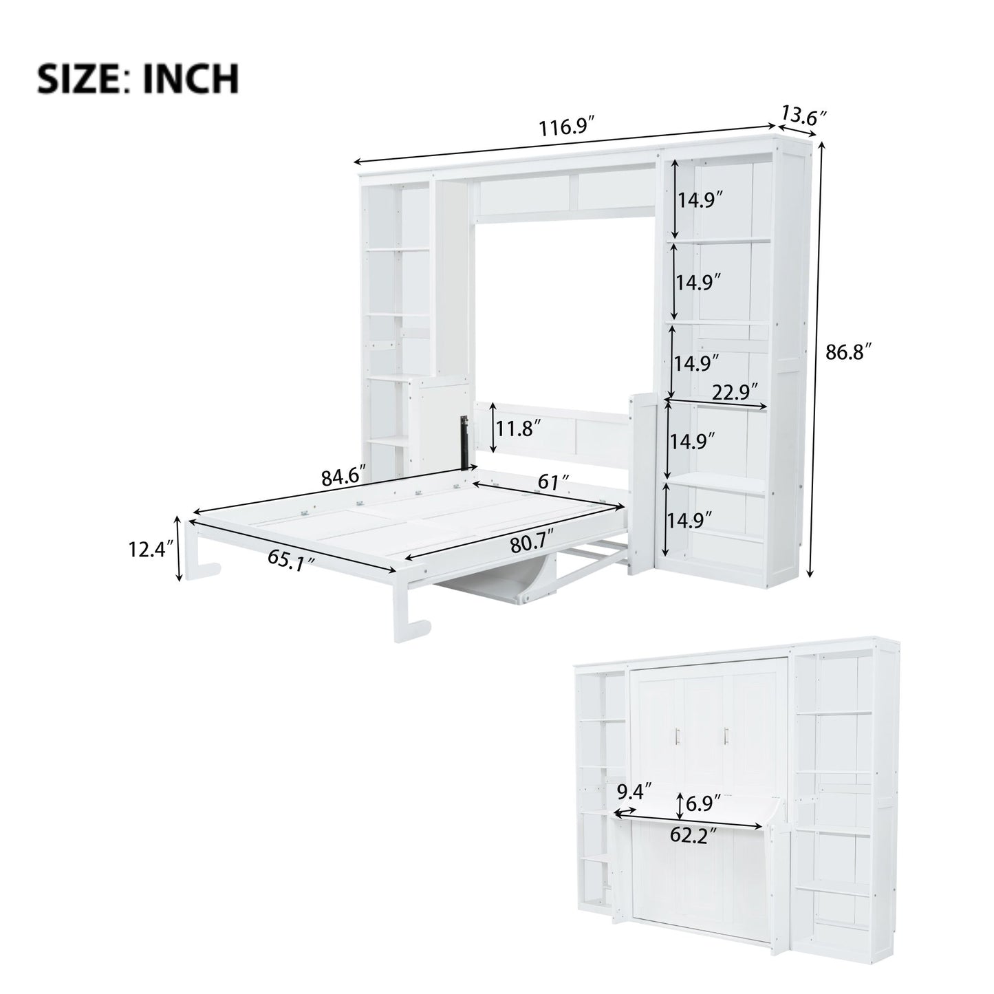 Queen Size Murphy Bed with Desk | Queen Size Murphy Bed Desk