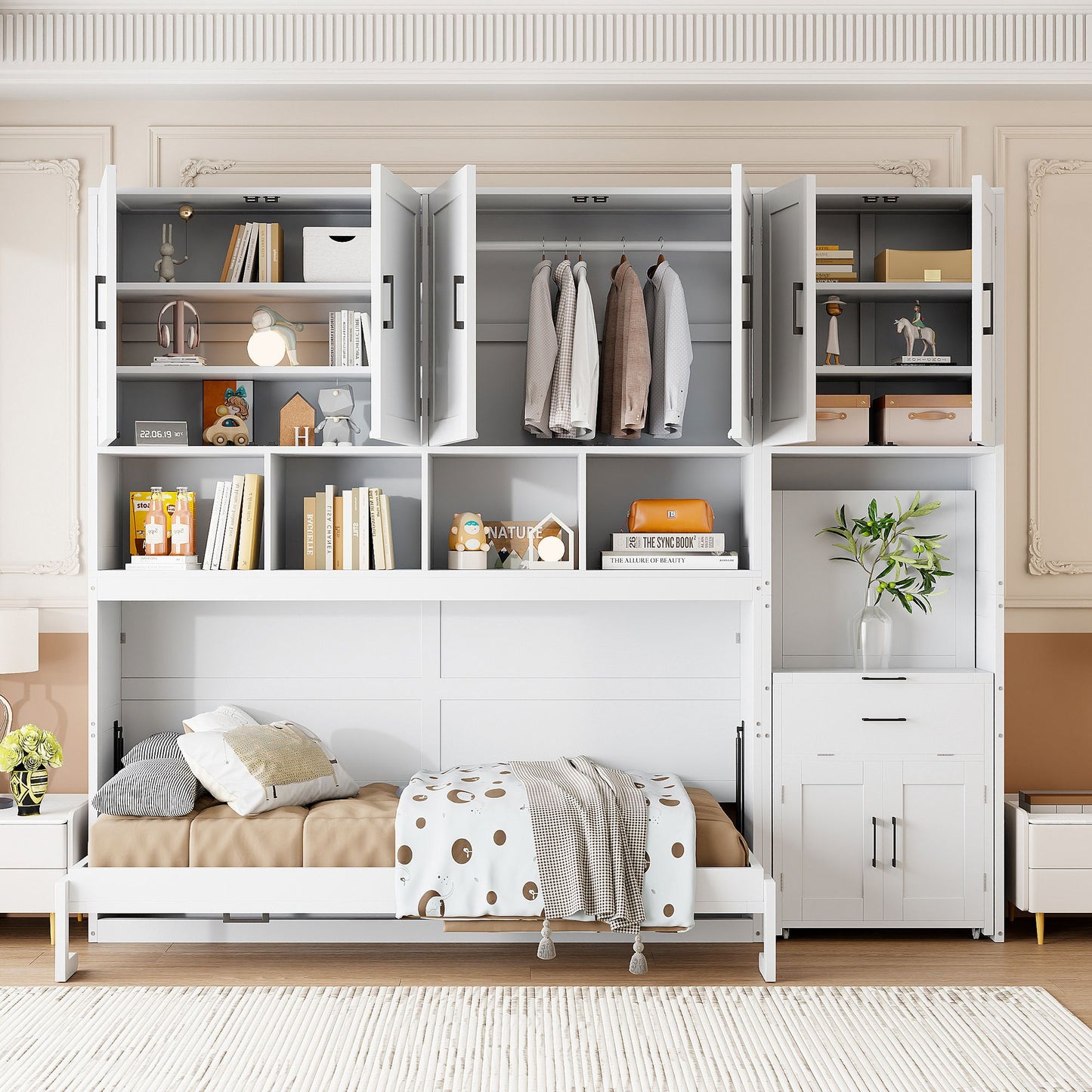 Twin Size Murphy Bed with Closet, Drawers & Desk | Murphy Bed for Kids