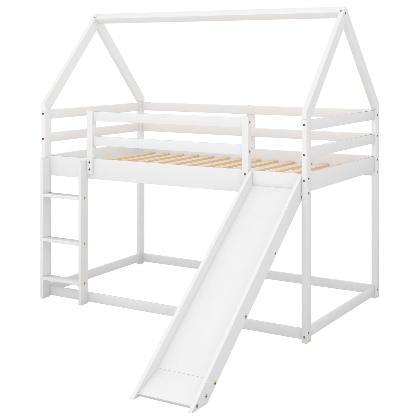 Twin Over Twin Low Bunk Bed with Ladder | Twin Bunk Beds for Kids