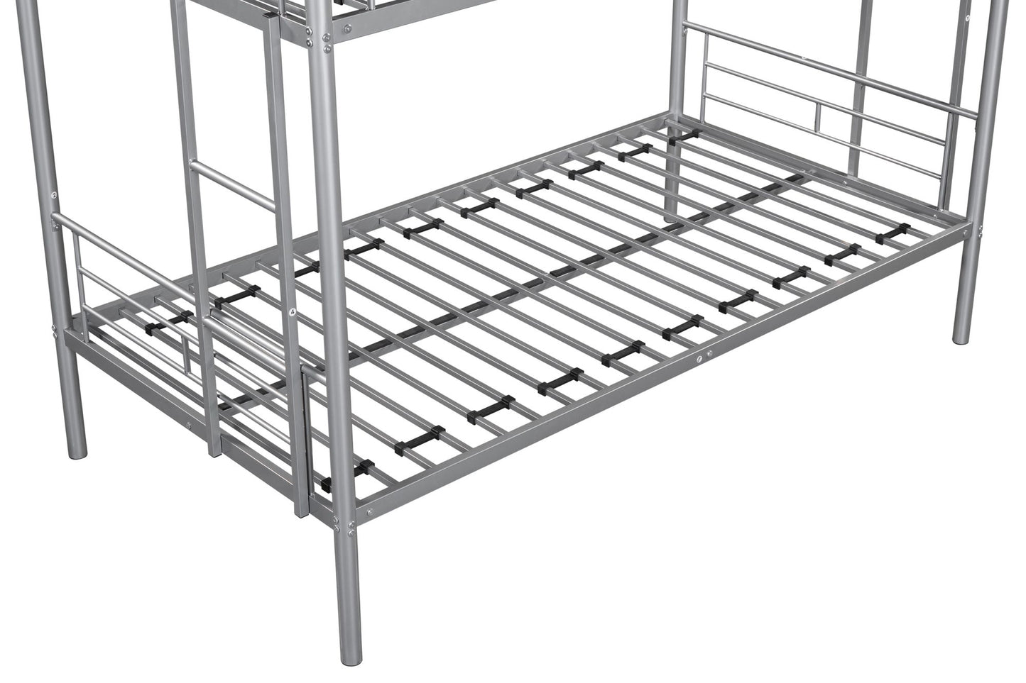 Twin Over Twin House Bunk Bed | Metal Bed Frame with Built-in Ladder