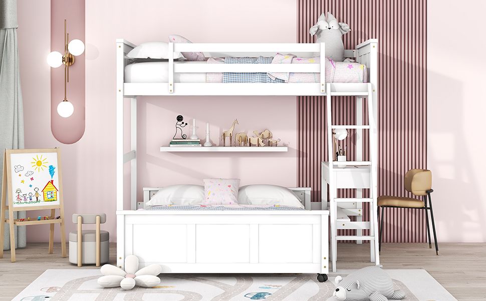 White Twin Over Full Bunk Bed | Twin Bunk Beds for Kids