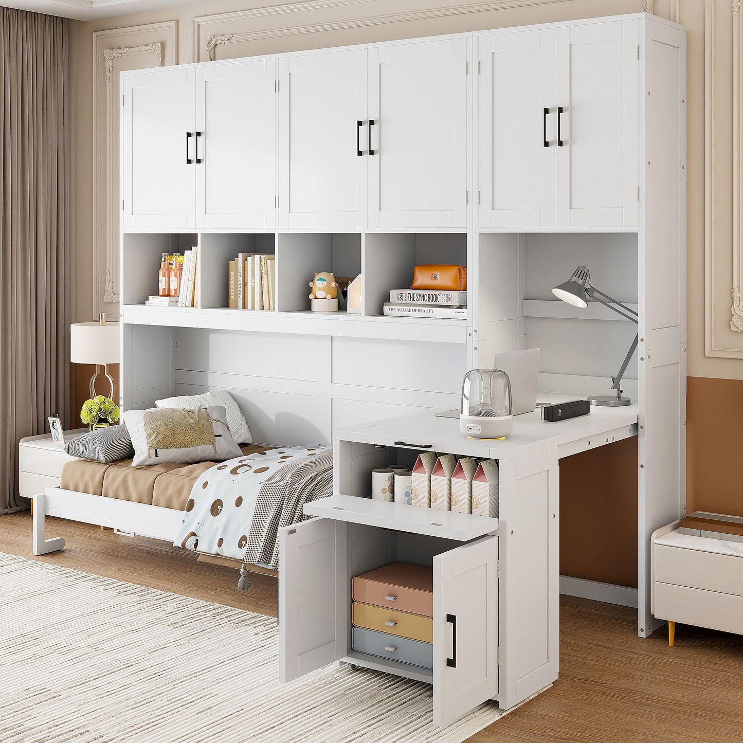 Twin Size Murphy Bed with Closet, Drawers & Desk | Murphy Bed for Kids