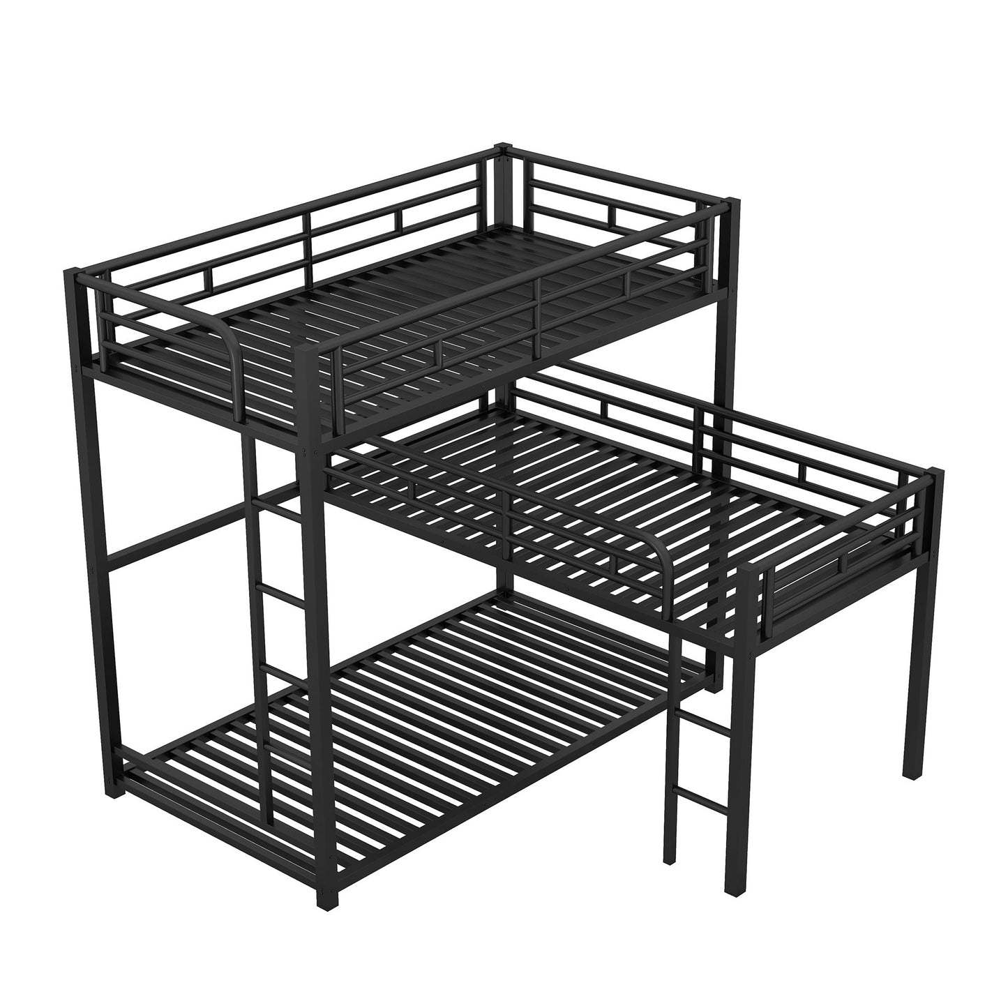 L-shaped Metal Triple Twin Size Bunk Bed | Twin Bunk Beds for Kids