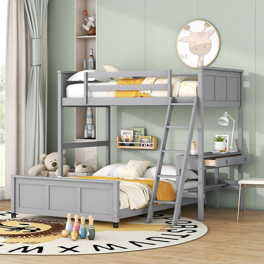 Gray Twin Over Full Bunk Bed | Twin Bunk Beds for Kids