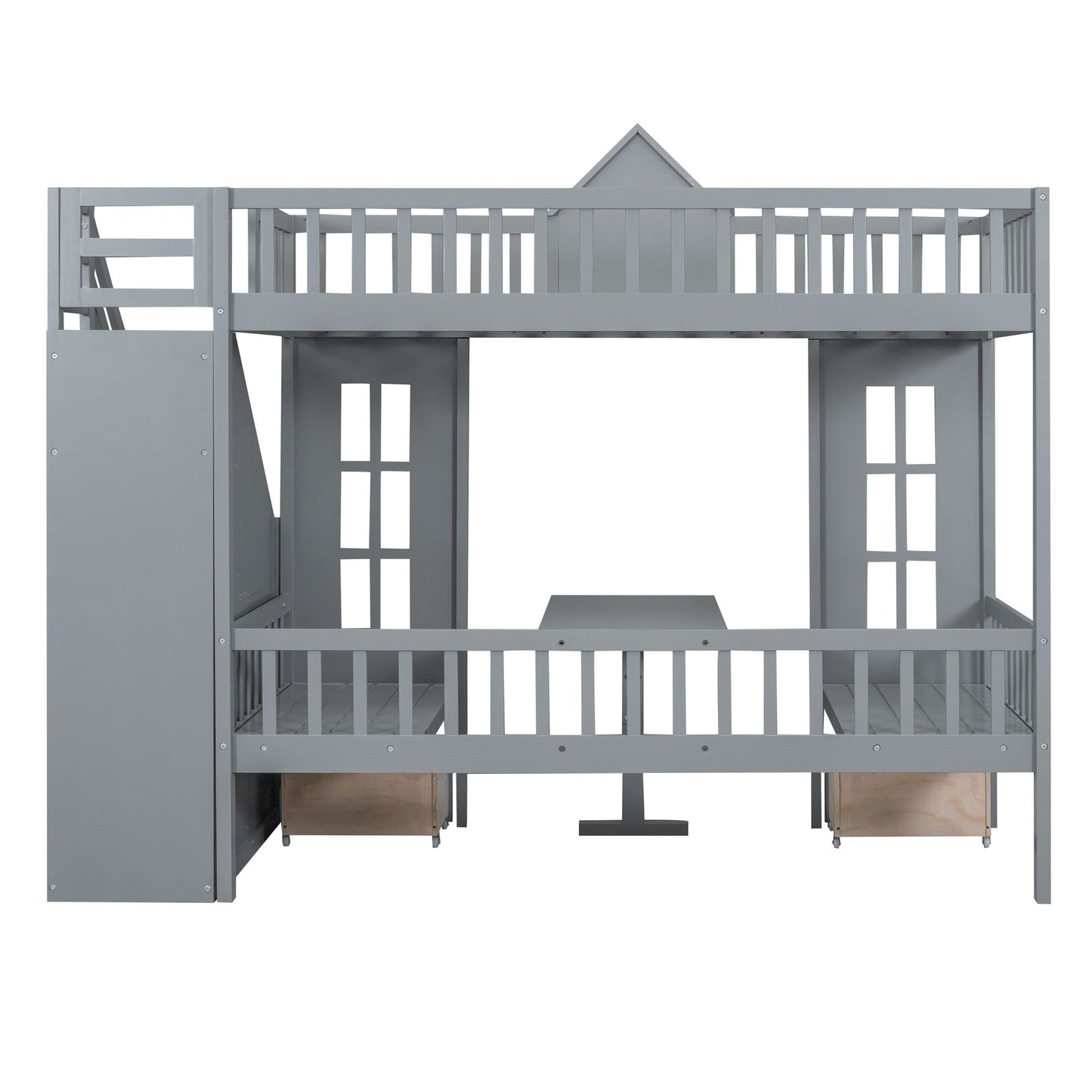 Twin-Over-Twin Bunk Bed with Changeable Table | Twin Bunk Beds for Kids