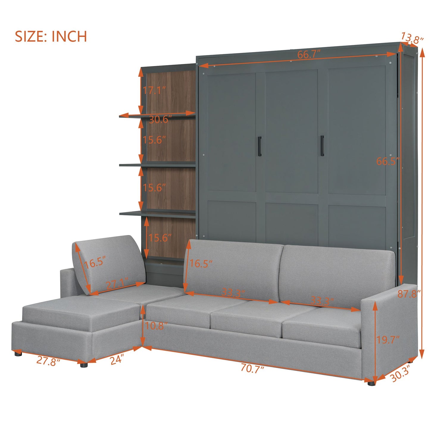 Queen Size Murphy Bed with Sofa | Murphy Bed